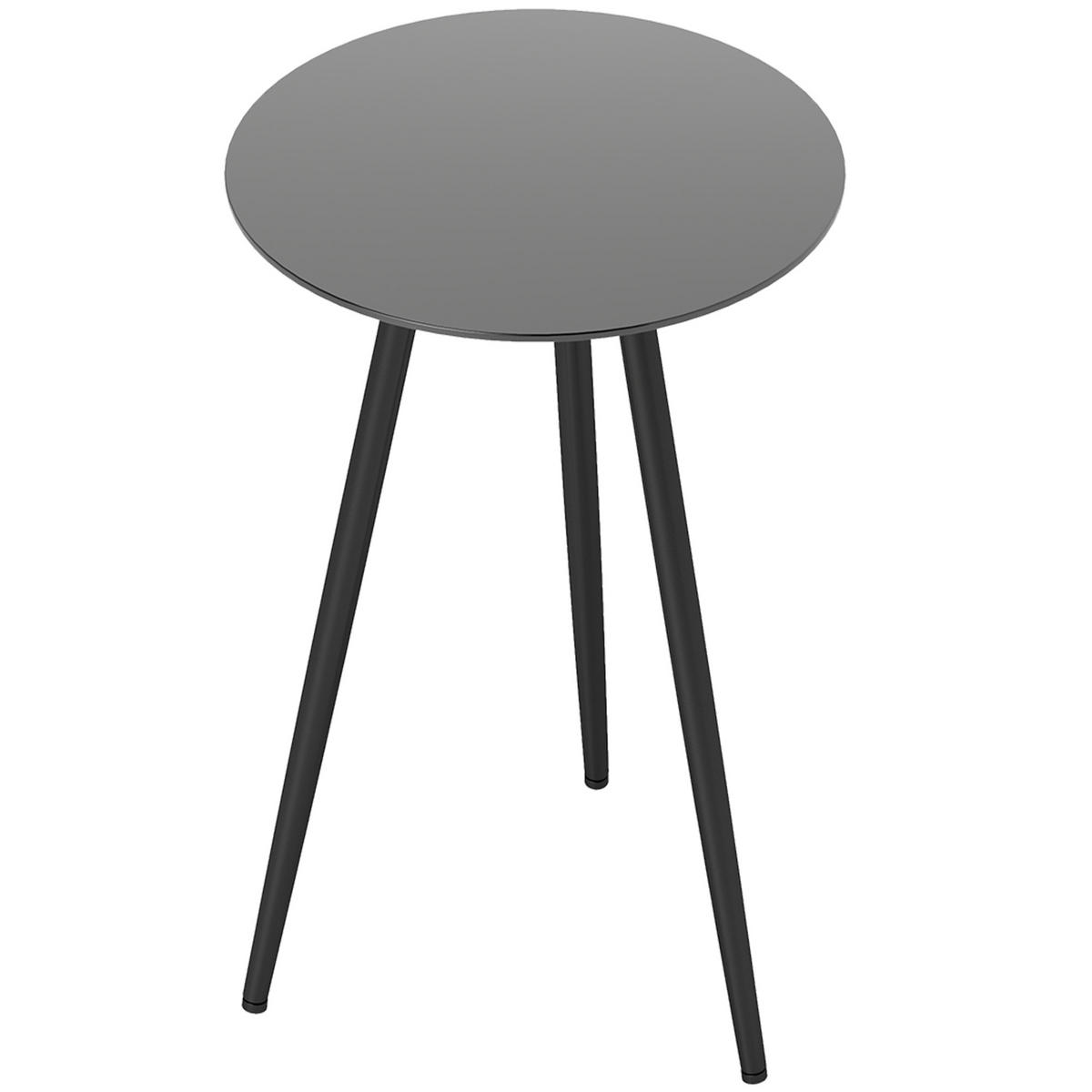 GARTENBEISTELLTISCH DE-14127 rund Ø40x50 cm, Glasplatte Schwarz - Schwarz, Metall (40/40/50cm) - ComfortXL