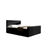 BOXBETT Adrien In überlänge - Schwarz, Holzwerkstoff/Textil (200/220cm) - Fun Möbel