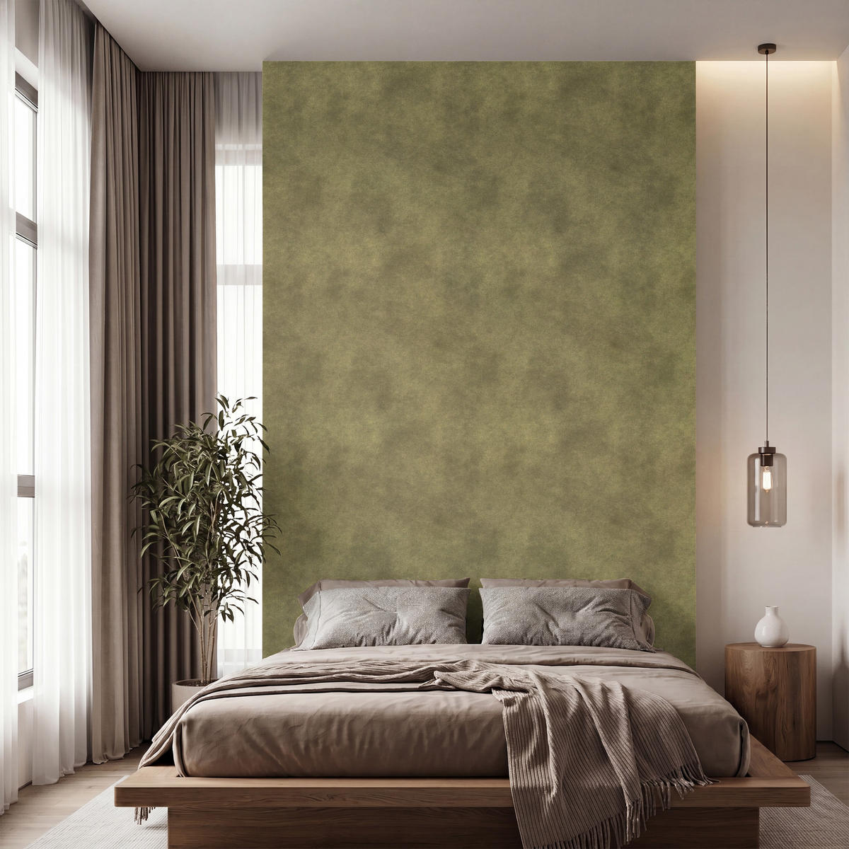 TAPETE - Textur - Abstrakt - Grün - 180x300 cm - Olivgrün, Papier (180/300cm) - OnlyWow