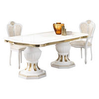 ESSTISCH BELLA in Weiß/Gold 185 - 230 cm - Weiß Hochglanz/Goldfarben, Holzwerkstoff (105/185/75cm) - Interdesign24