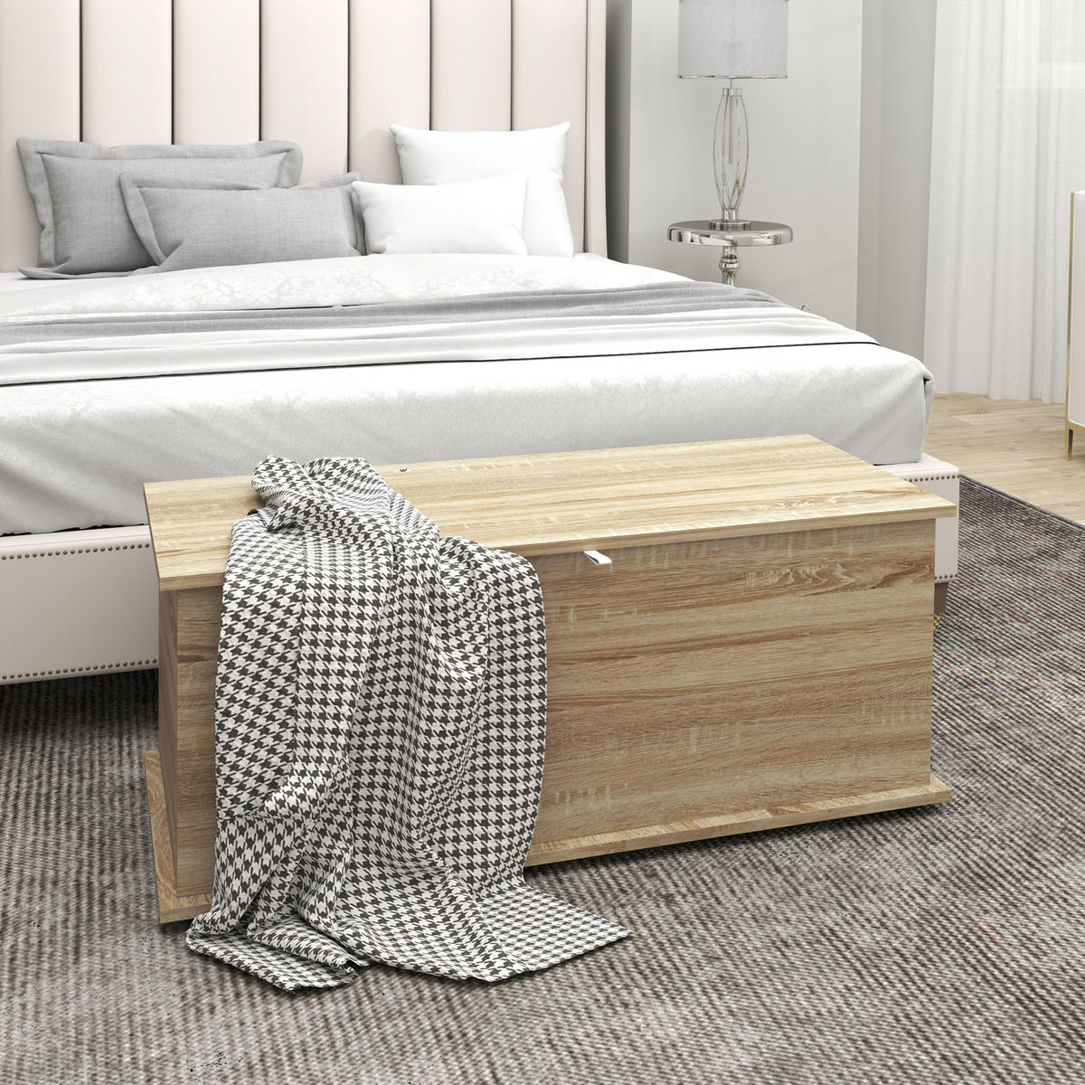 KISSENBOX DE-12478 mit klappdeckel 100/40/40 cm Naturholz - Naturfarben, Holzwerkstoff (40/40/100cm) - ComfortXL