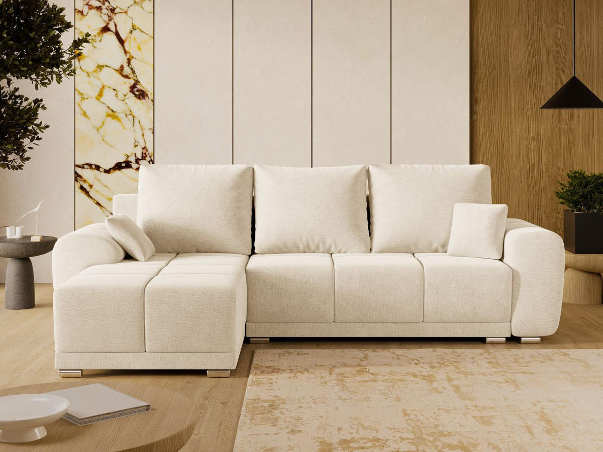 ECKSOFA Monti Beige Links - Beige/Silberfarben, Holz/Textil (188/290cm) - Graingold