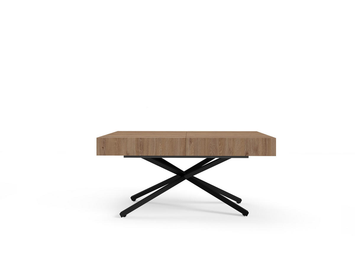 COUCHTISCH SANNA X - Trüffeleichefarben/Schwarz, Holzwerkstoff/Metall (80/120/27cm) - Meblini