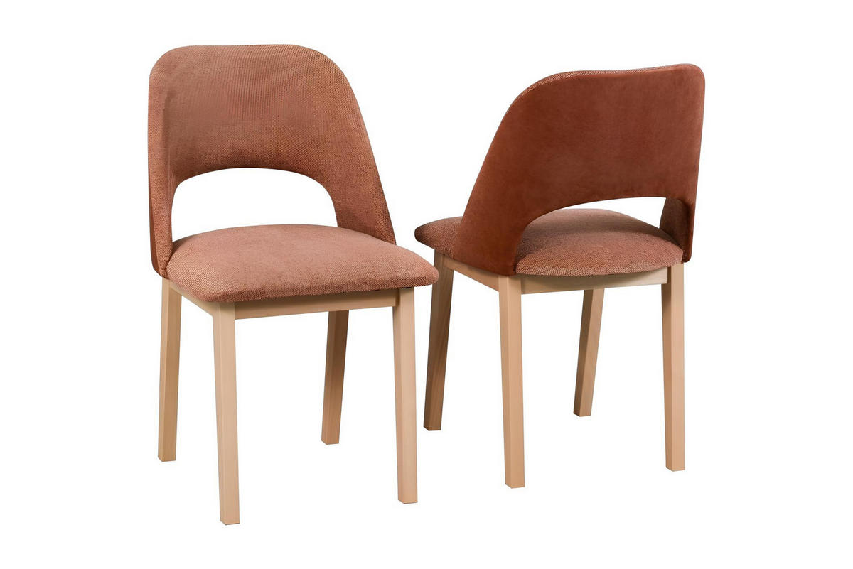 STUHL 2er Set MONTI 2, grandson, zetta 295 - Birkefarben/Kupferfarben, Holz (45/82/40cm) - Leaf Design