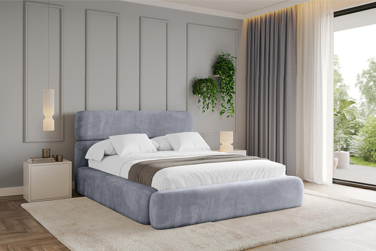 POLSTERBETT mit Bettkasten und Lattenrost, Bett mit Matratze H3/H4 - ENORA 200x200 Grau - Grau, Holzwerkstoff/Textil (200/200cm) - ALTDECOR