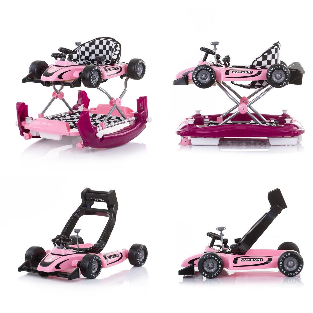 LAUFHILFE 4 in 1 Racer pink verstellbar, Wippe, Activitycenter - Pink, Kunststoff (67/55/70cm) - Chipolino