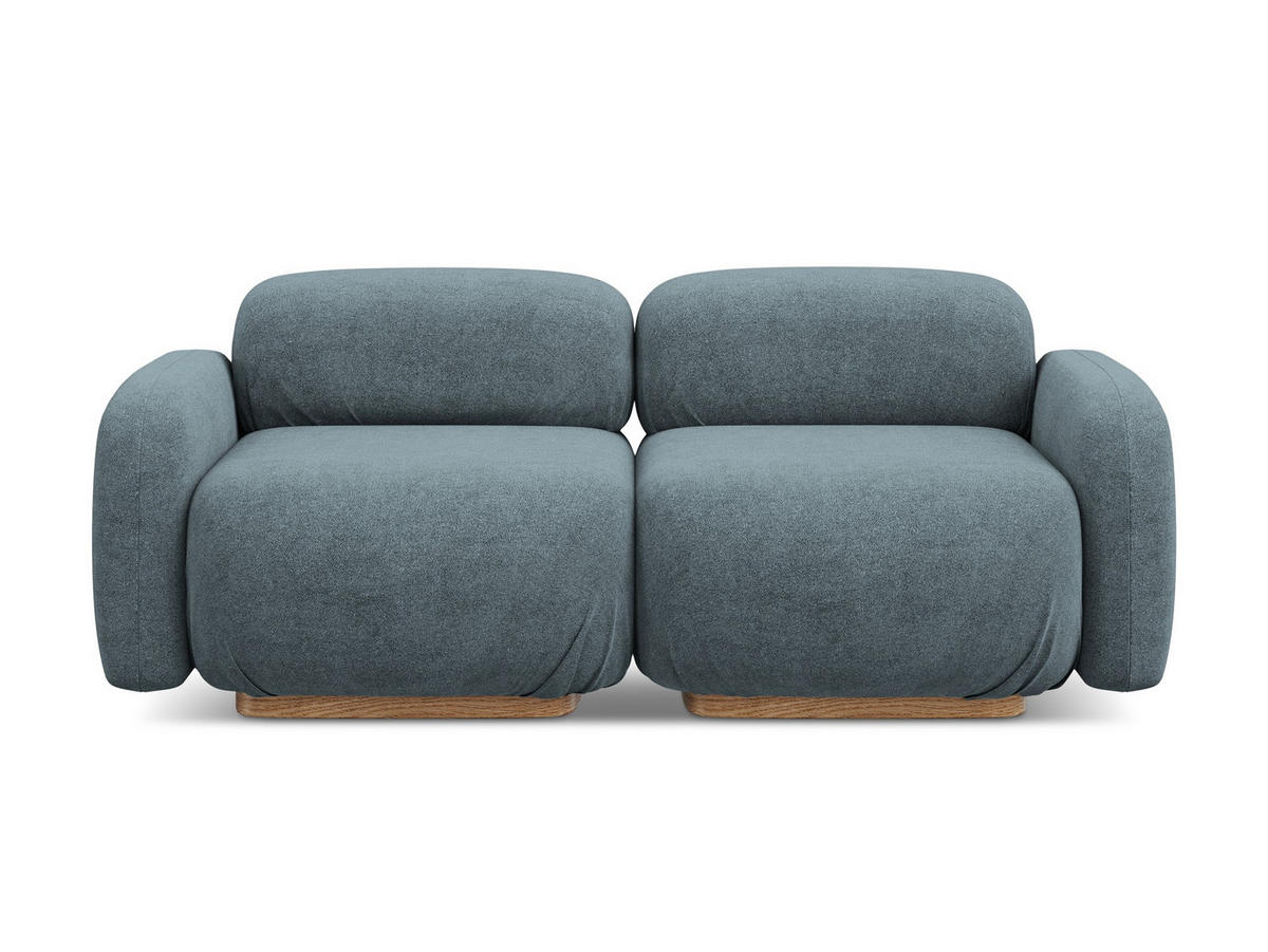 3-SITZER SOFA Bouclé Stoff Blau - Blau/Blaugrau, Holz/Textil (190/73/95cm) - Makamii
