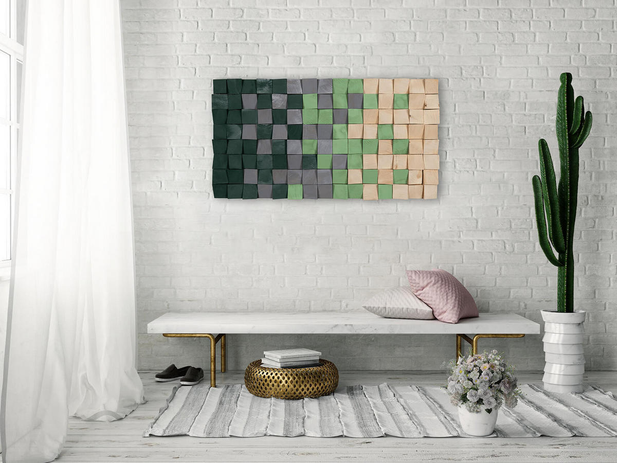 HOLZBILD Grün 98/55 cm - Grün, Holz (8/55cm) - KUNSTLOFT