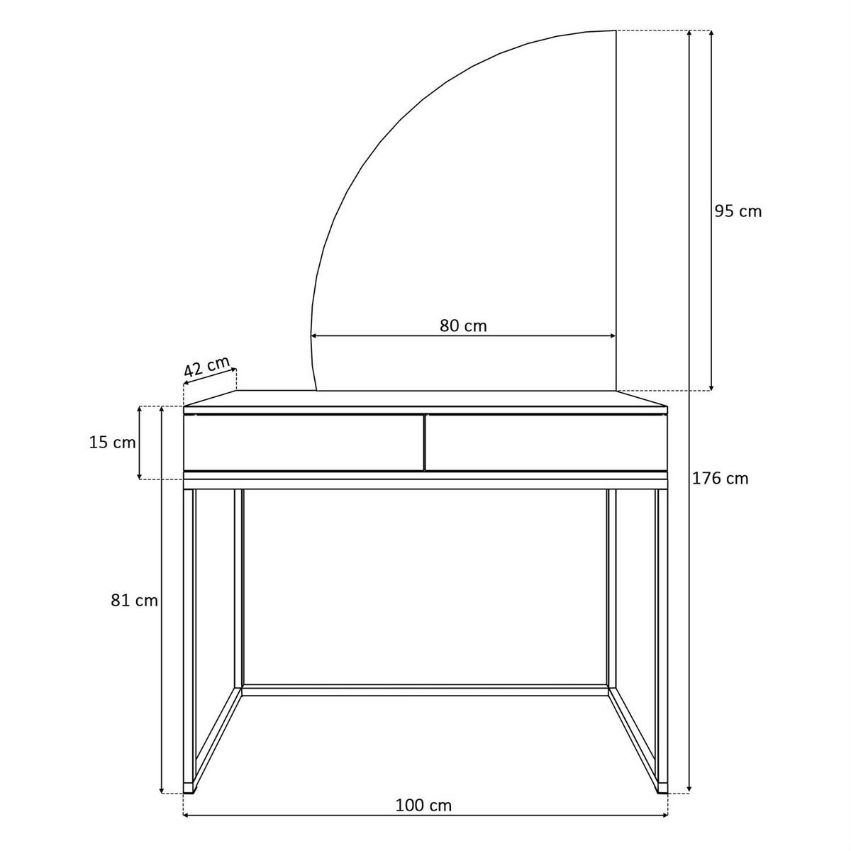 SCHMINKTISCH weiß QUINNIE mit LED-Spiegel links PUSH OPEN - Weiß Hochglanz/Weiß, Holzwerkstoff (100/176/42cm) - Lookway