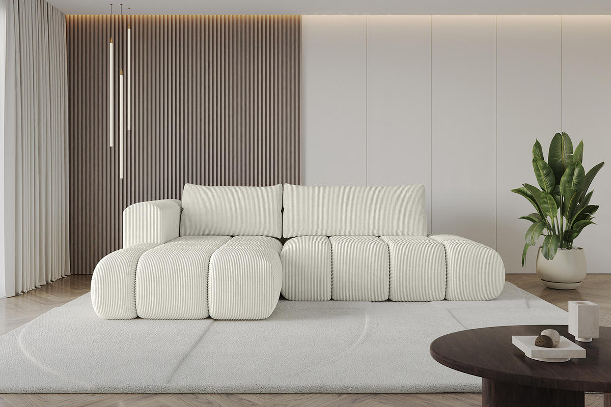 ECKSOFA Ottomane Links CLOUD-L 289x180x40 Hellgrau Cord - Hellgrau, Holzwerkstoff/Kunststoff (180/289cm) - ALTDECOR