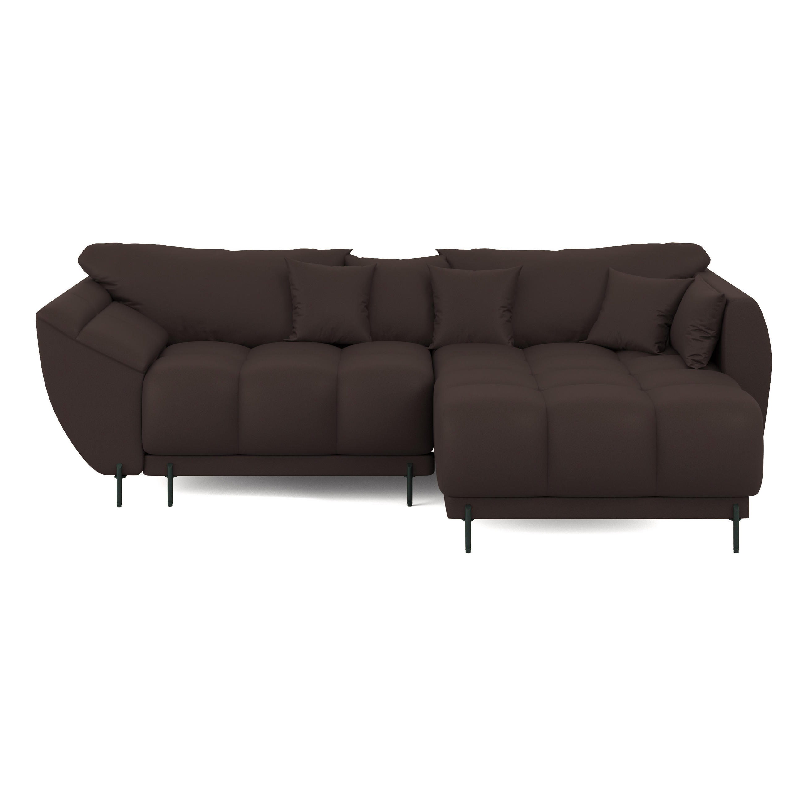 ECKSOFA LEGRO Rechts Dunkelbraun Velours Pet Friendly L-Form Couch mit Schlaffunktion & Bettkasten - Dunkelbraun/Schwarz, Holz (285/180cm) - Barchello