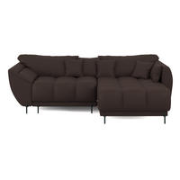 ECKSOFA LEGRO Rechts Dunkelbraun Velours Pet Friendly L-Form Couch mit Schlaffunktion & Bettkasten - Dunkelbraun/Schwarz, Holz (285/180cm) - Barchello