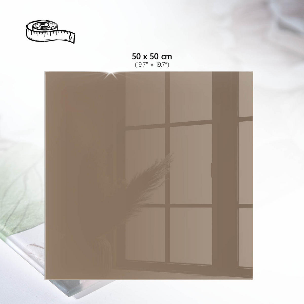 TISCHPLATTE 50x50 cm – Hellbraun - Rot, Glas (50/50/0.4cm) - Wallfluent