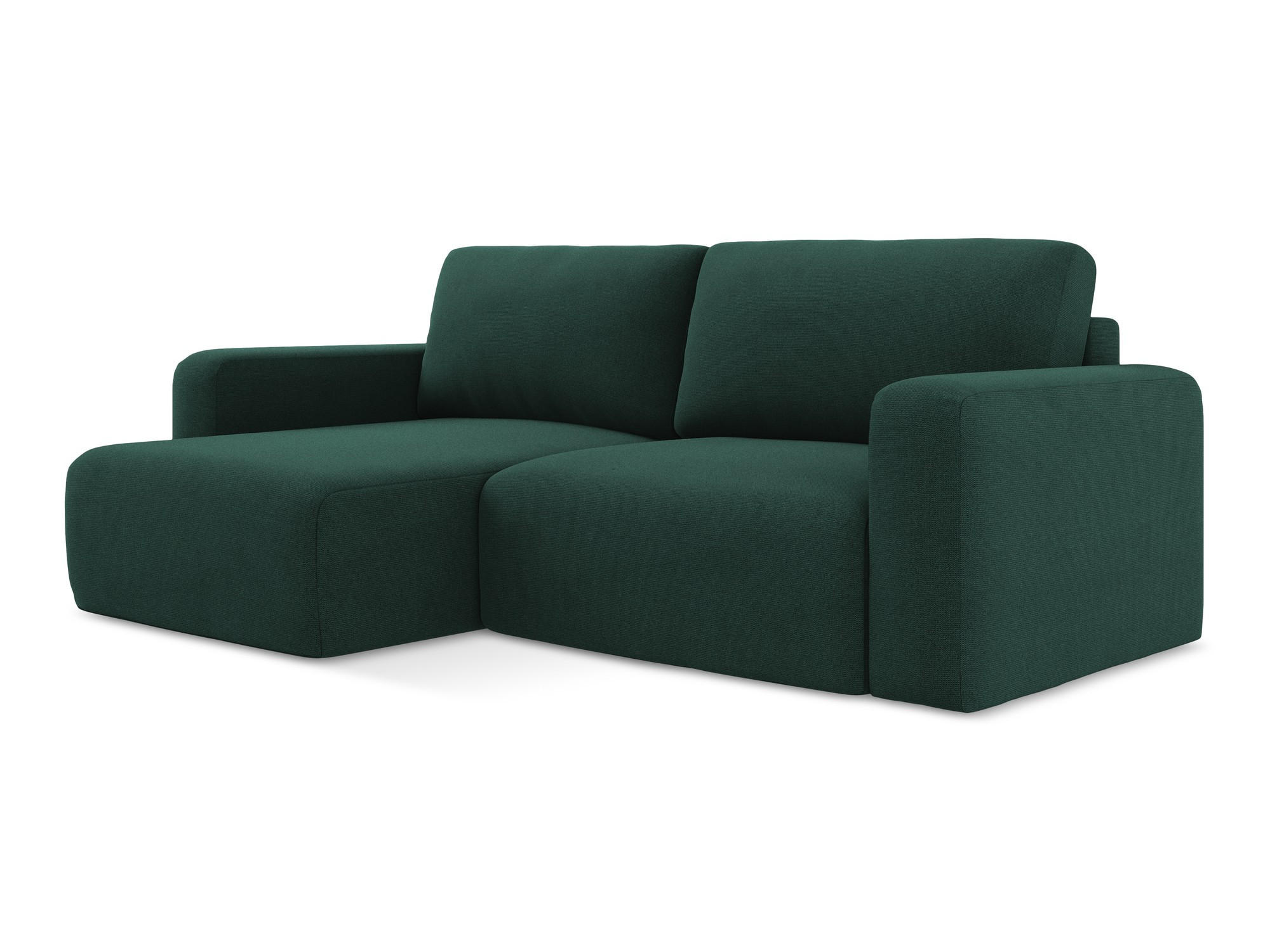 ECKSOFA mit Schlaffunktion links Strukturstoff Stoff Grün - Dunkelgrün/Schwarz, Kunststoff/Textil (149/244cm) - Makamii