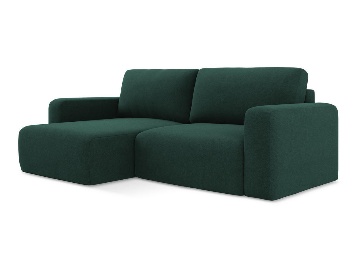 ECKSOFA mit Schlaffunktion links Strukturstoff Stoff Grün - Dunkelgrün/Schwarz, Kunststoff/Textil (149/244cm) - Makamii