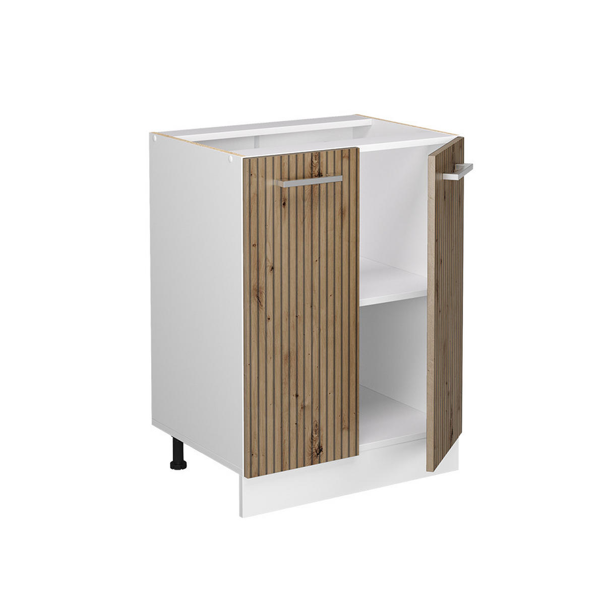 KÜCHENUNTERSCHRANK R-Line Artisan-Eiche 60 cm, AP Anthrazit - Weiß/Eiche Artisan, Holzwerkstoff (60/81.6/60cm) - Vicco