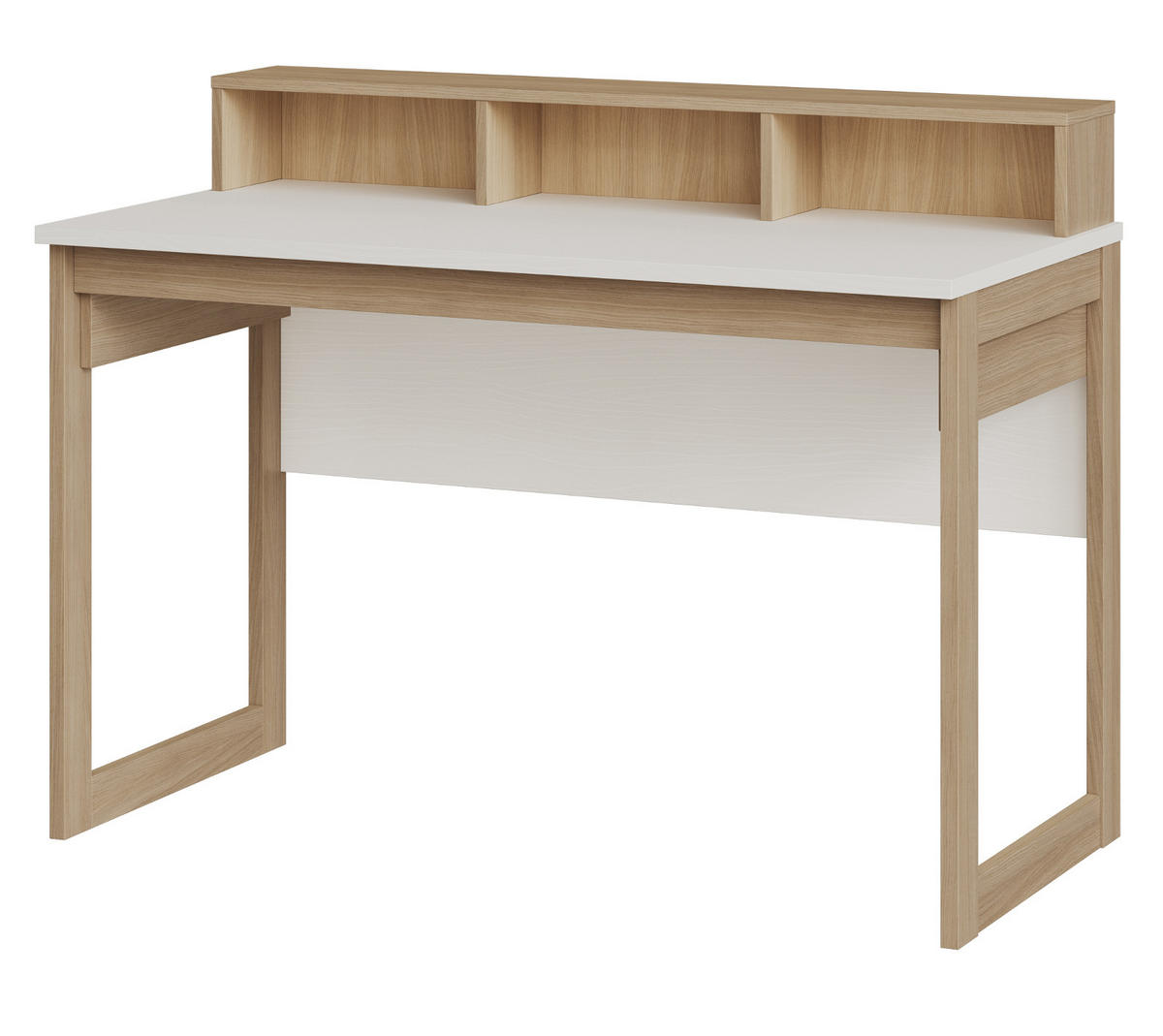 SCHREIBTISCH weiß und Eiche, Laptoptisch skandinavisch 120 cm - Eichefarben/Weiß, Holzwerkstoff (60/120/91cm) - Furn.Design