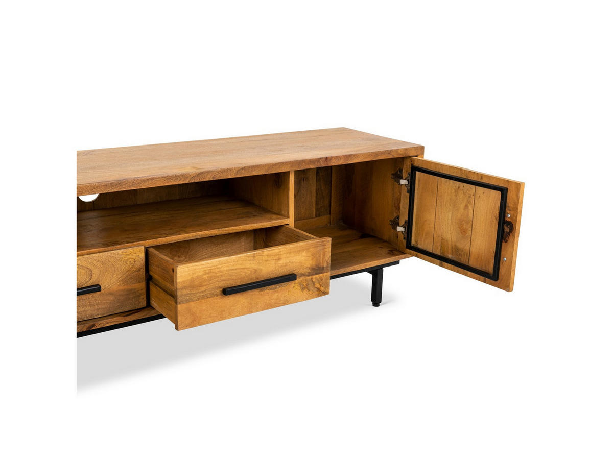 TV Board Jayden Mangoholz 180 cm / 40 cm Natur - Naturfarben, Holz (180/50/40cm) - Villa Möbel