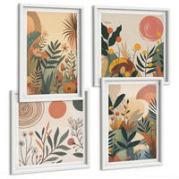 BILDER SET 4er Set - 50x50 cm & 40x60 cm Weißer Rahmen - Pflanzenmotive in Farben - Weiß, Kunststoff (50/50cm) - TULUP