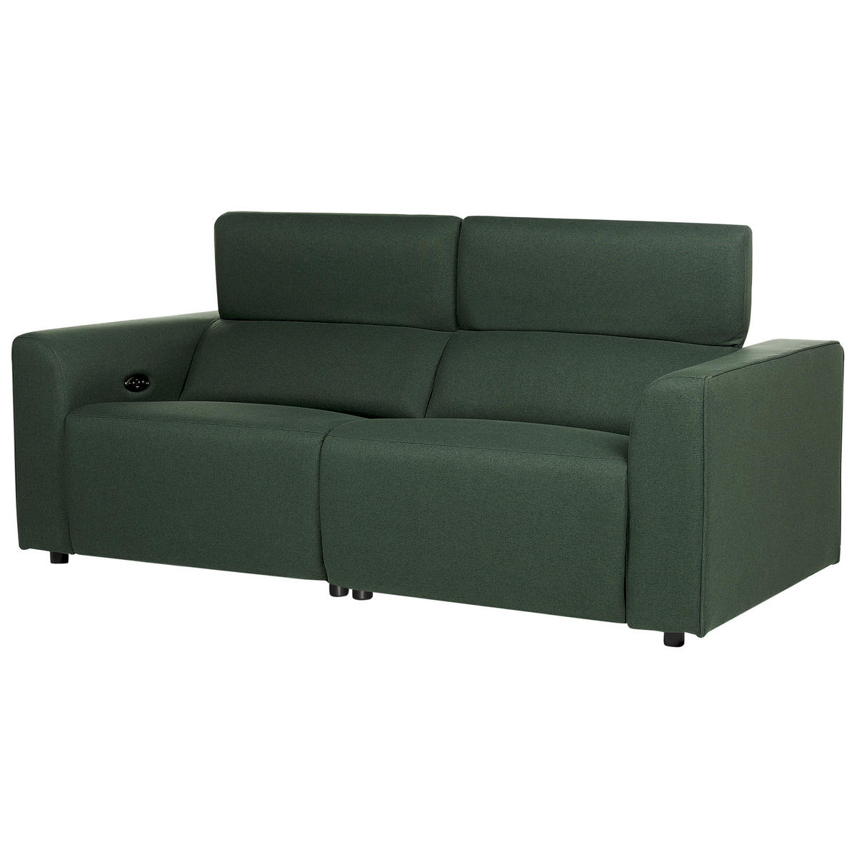 2-SITZER-SOFA dunkelgrün USB-Port elektrisch verstellbar Ulven - Grün, Textil (222/76/106cm) - Beliani