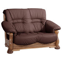 SOFA 2-Sitzer Katlin Bezug Echtleder Eiche rustikal P43 / burgund - Weinrot, Leder (148/95/95cm) - 58aufmkessel
