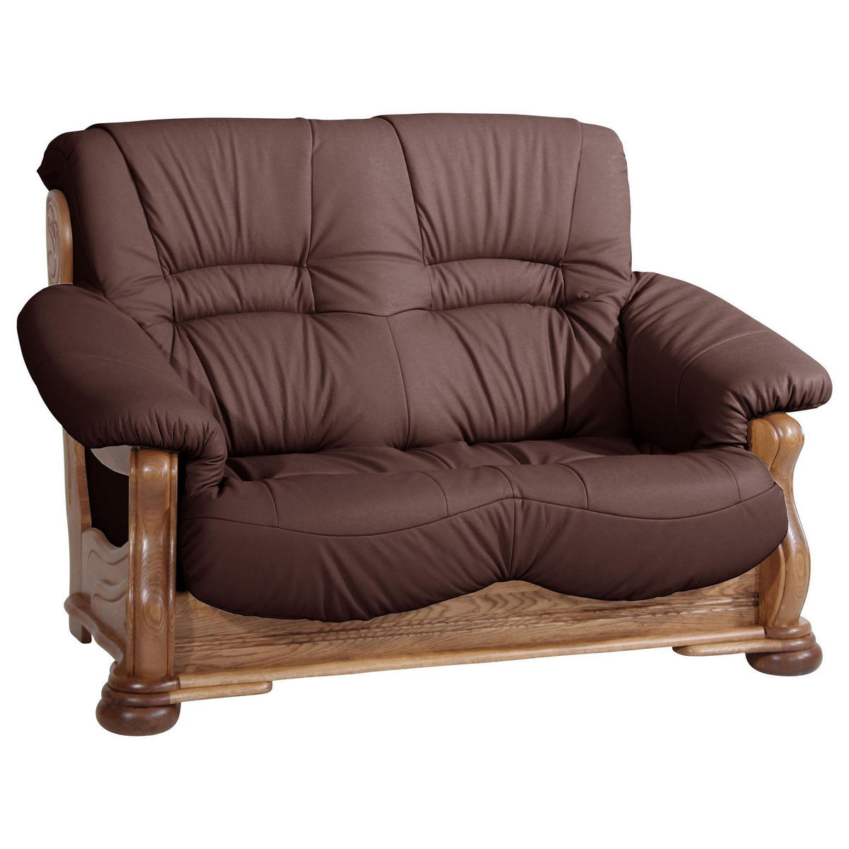 SOFA 2-Sitzer Katlin Bezug Echtleder Eiche rustikal P43 / burgund - Weinrot, Leder (148/95/95cm) - 58aufmkessel