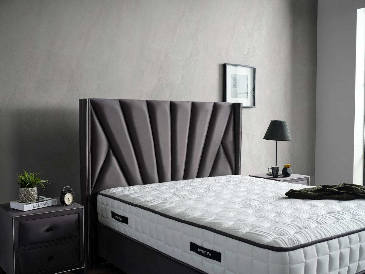 POLSTERBETT-SET Rhythm 180x200 Anthrazit - Bett inkl. Matratze - Anthrazit, Metall (180/200cm) - Villa Möbel