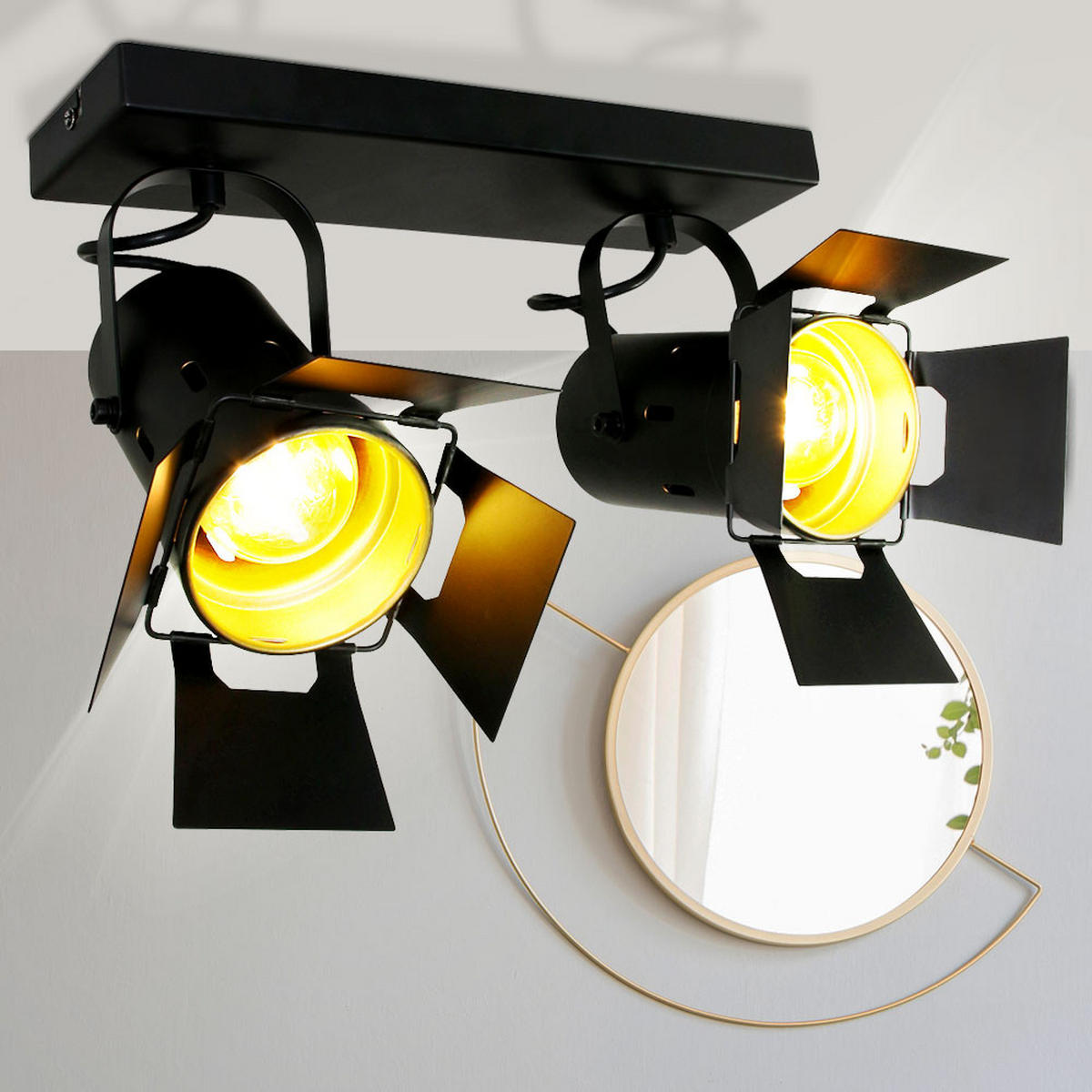 LED DECKENLEUCHTE Metall Schwarz Gold - Schwarz, Metall (23/22/33cm)