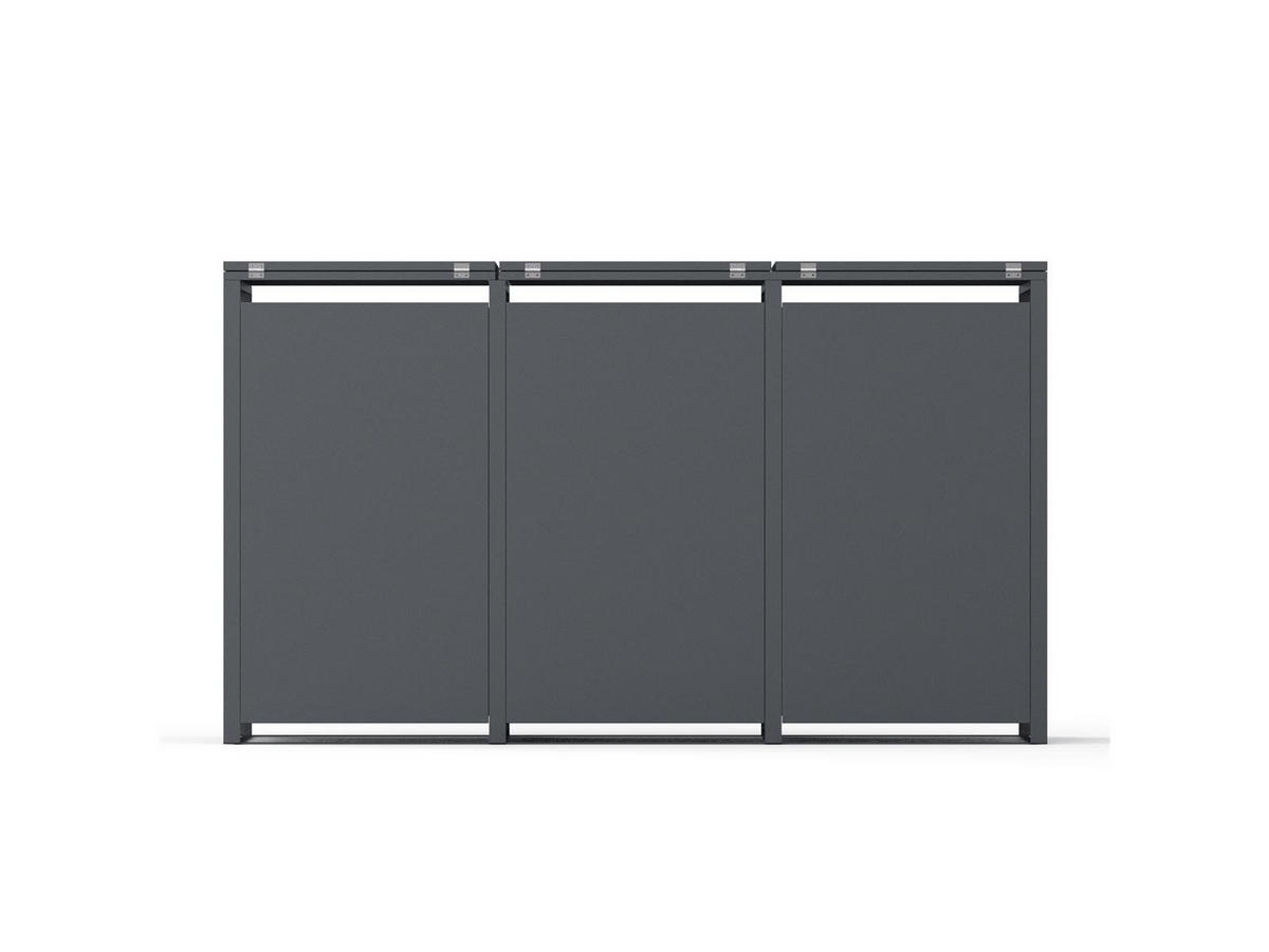 MÜLLTONNENBOX 3er, 198,5x80x116cm, Stahl, anthrazit - Grau, Kunststoff (80/175/120cm)
