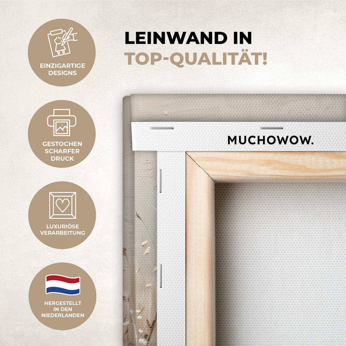 LEINWANDBILD Blumen - Rosa - Modern - Beige Gemälde 60x40 cm - Beige, Textil (60/40cm) - MuchoWow