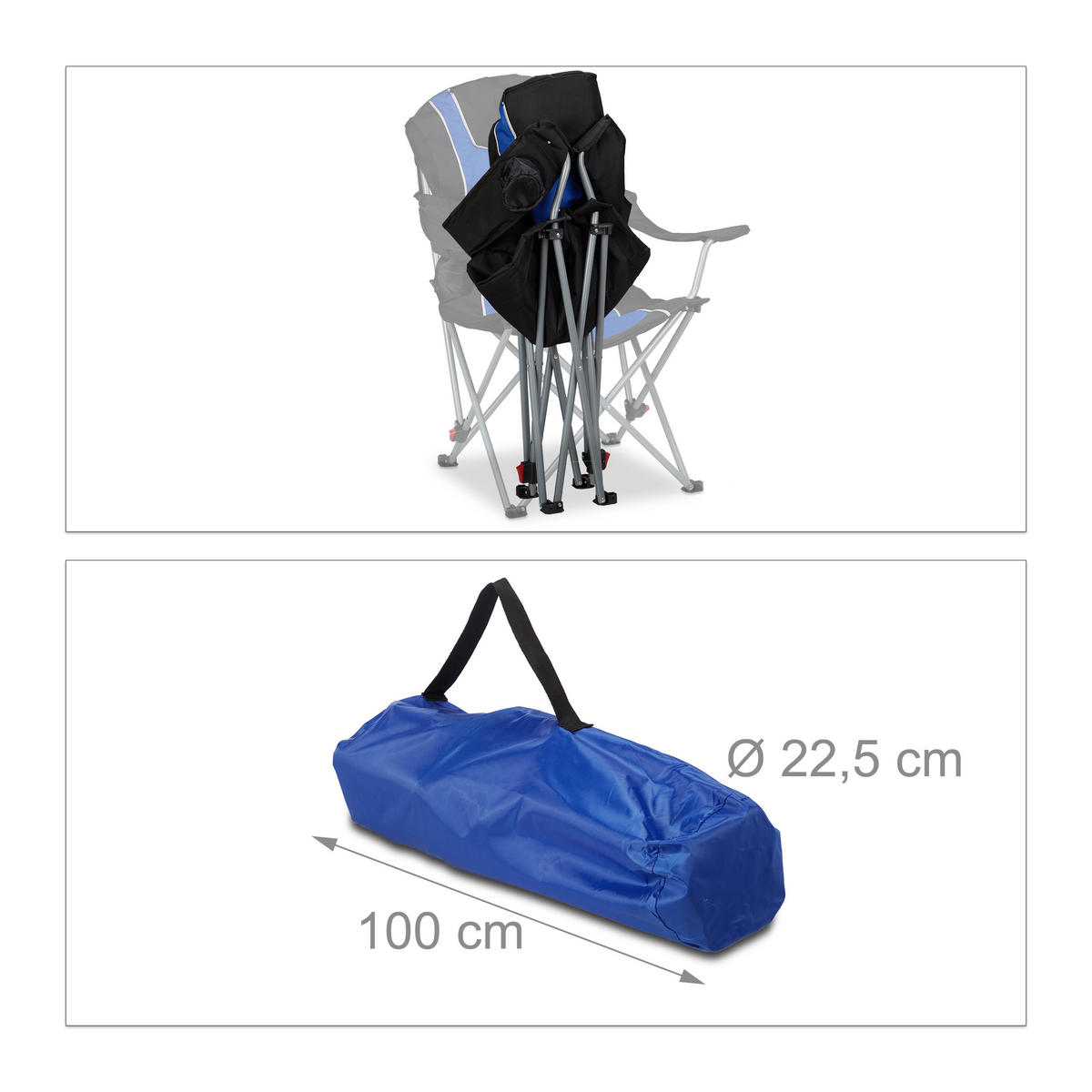 CAMPINGSTUHL - Multicolor, Textil/Metall (90/108/72cm) - Relaxdays