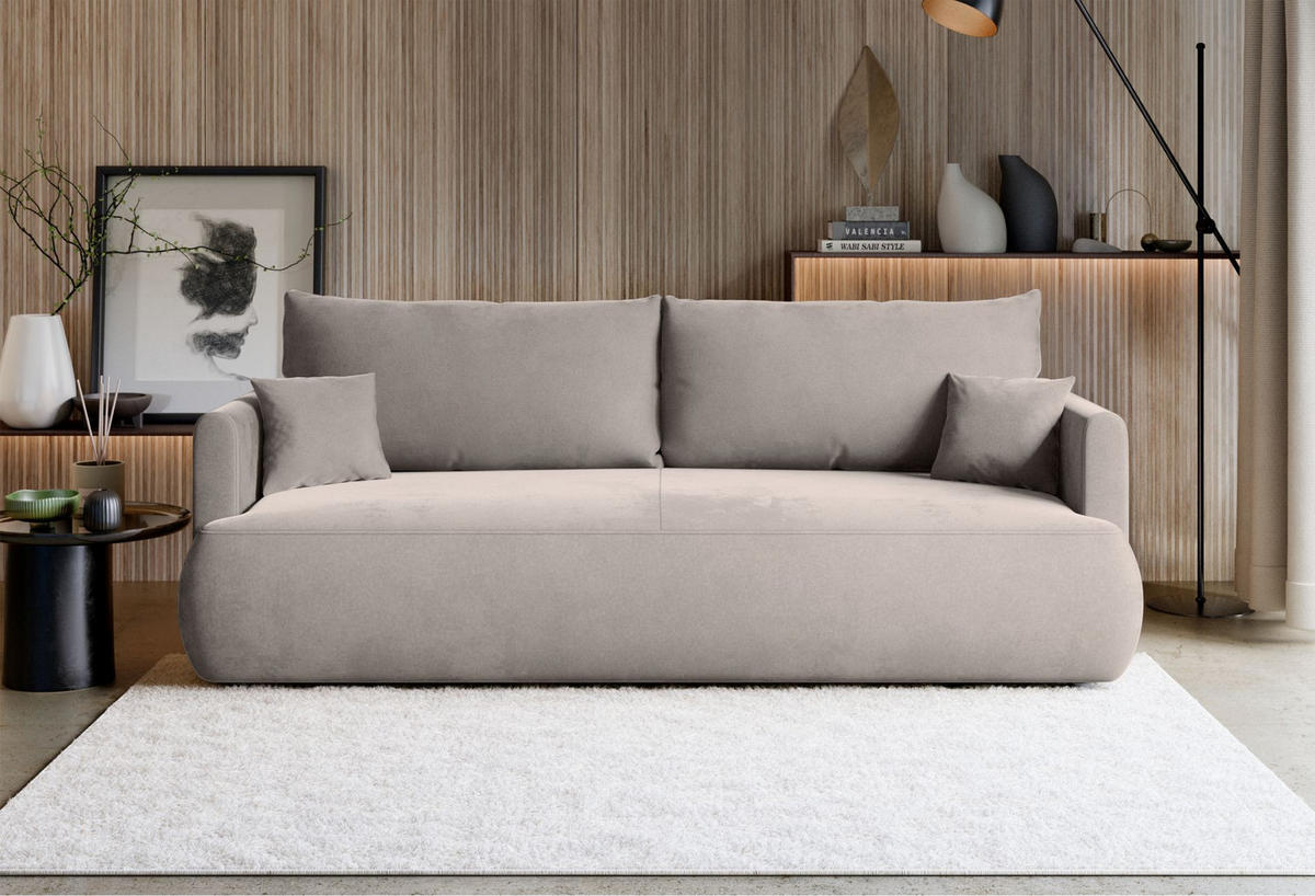 3-SITZER SOFA Ovo Mini Grau Velours Easy-Clean - Schwarz/Grau, Kunststoff/Textil (226/90/97cm) - Selsey