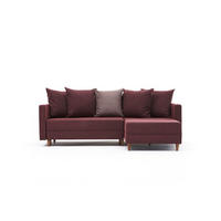 ECKSOFA mit Schlaffunktion, 215 cm Gesamtbreite - Rot/Braun, Holz/Buchenholz (150/215cm) - myHomelando