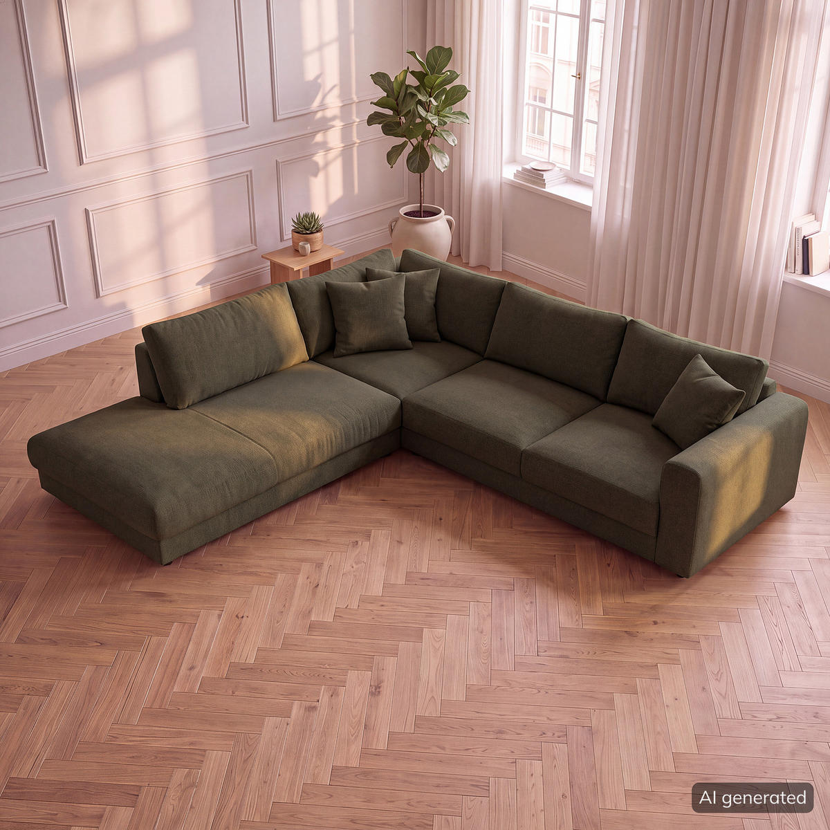 ECKSOFA mit Ottomane - Schwarz/Grau, Holz/Kunststoff (267/254cm) - home24