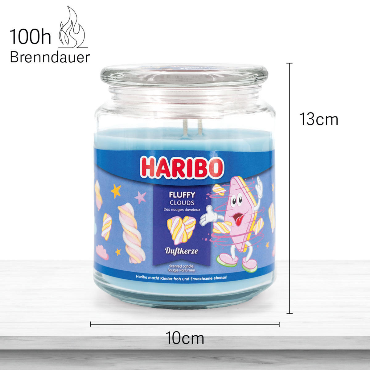 DUFTKERZE Haribo - Hellblau, Naturmaterialien/Glas (13cm)