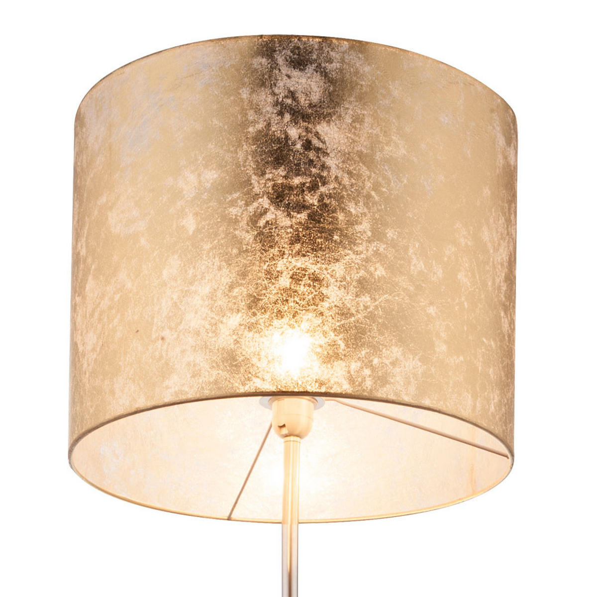 LED STEHLEUCHTE Metall Gold gemusterter Textilschirm - Goldfarben, Metall (40/40/160cm)