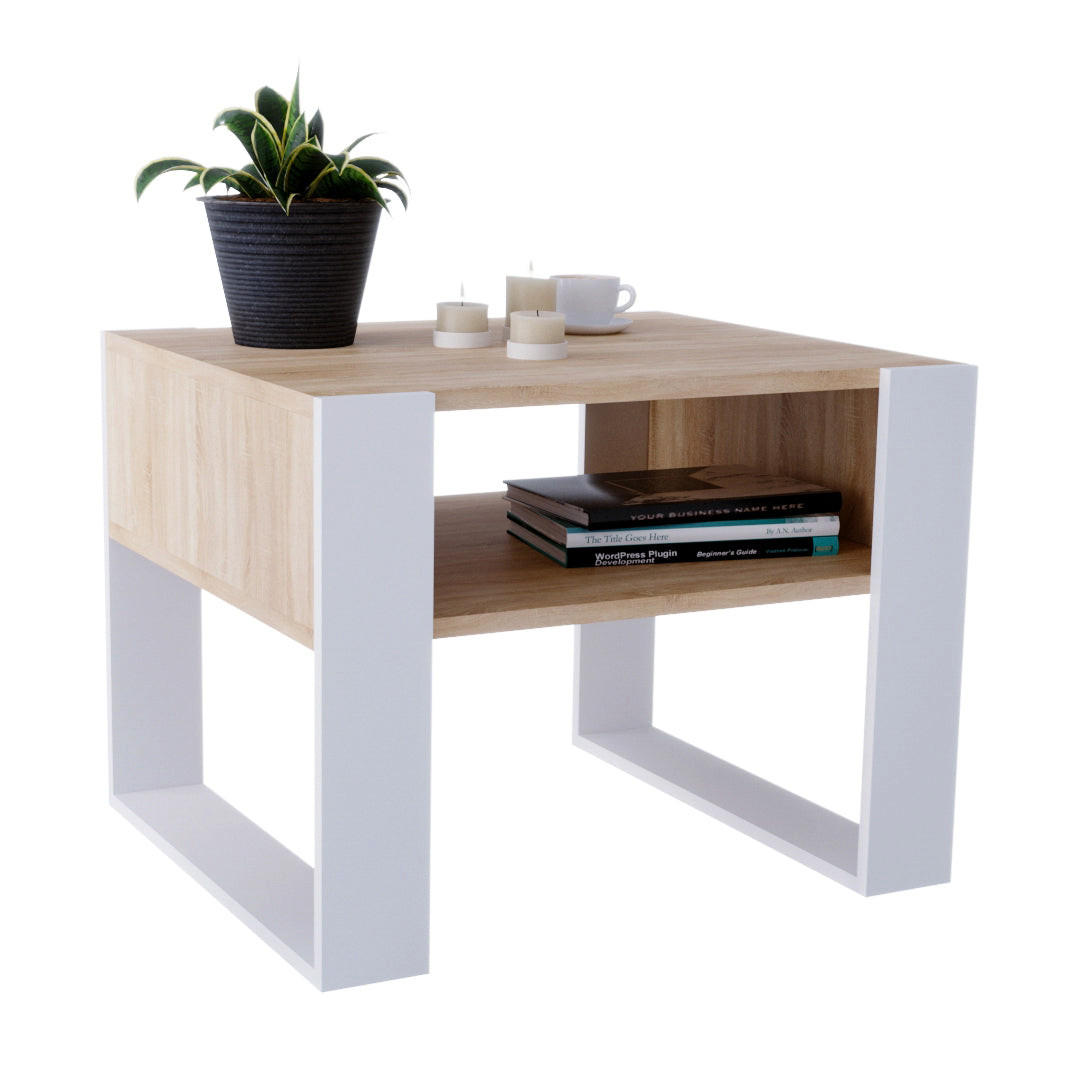 COUCHTISCH KARO 65 - Eichefarben/Weiß, Holz (53.6/65/45cm) - Mat-Haus