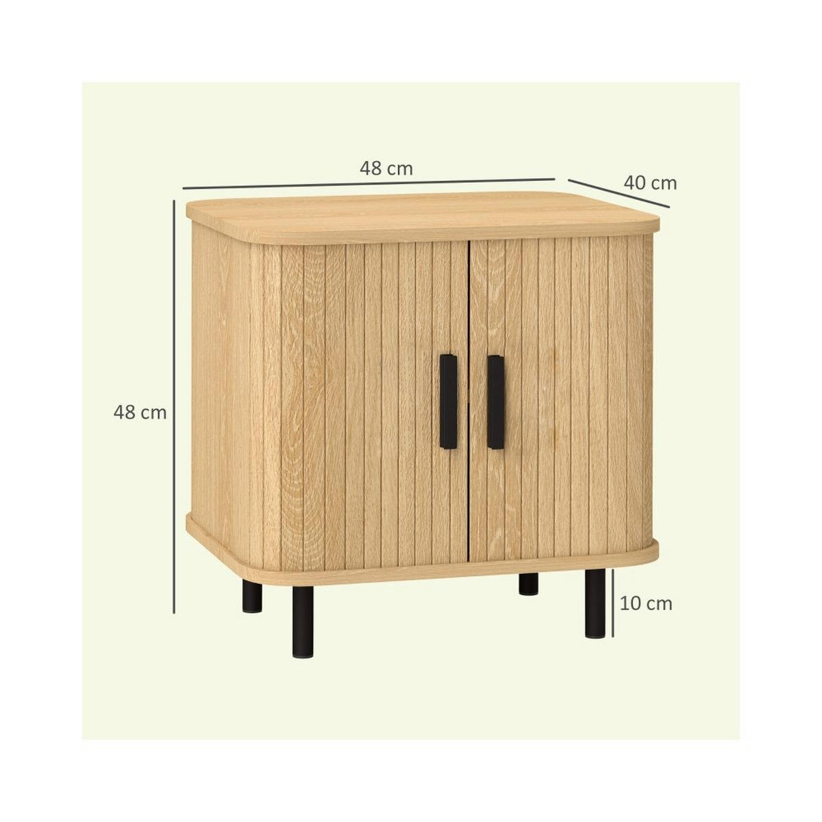 NACHTISCH LAMELLENTÜREN, STAHLBEINE, EICHE, MULTIROOM - Eichefarben, Holz (40/48/48cm)