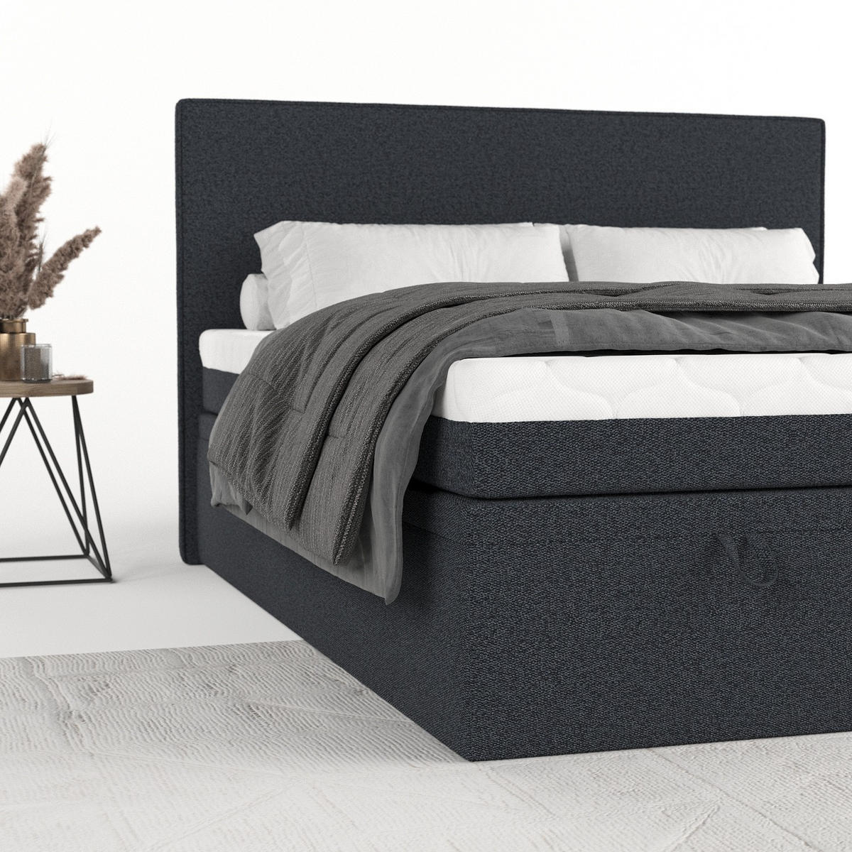 BOXBETT Zalla 200/200 cm Anthrazit im Riva Stoff - Anthrazit/Schwarz, Holz/Holzwerkstoff (200/200cm) - AltaBeds