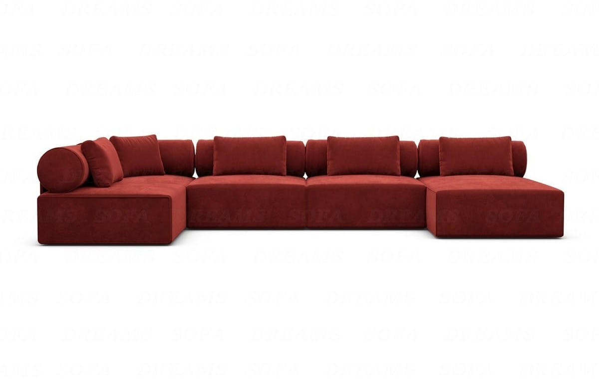 WOHNLANDSCHAFT Cipriani Rot Samtstoff - Rot, Kunststoff (400/77/200cm)