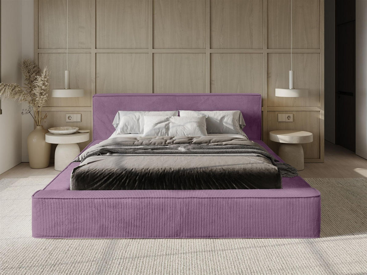 POLSTERBETT Modesto Stoff Lincoln - Flieder, Holzwerkstoff/Textil (180/200cm) - Fun Möbel