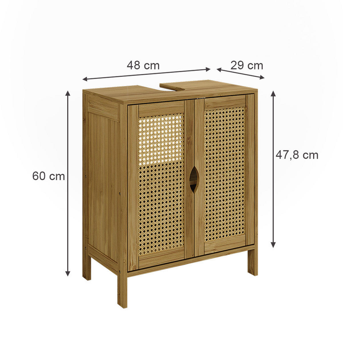 ZÁKLADNÍ SKŘÍŇKA POD UMYVADLO Liora Bambus - zelená barva, kompozitní dřevo (48/60/29cm) - Vicco