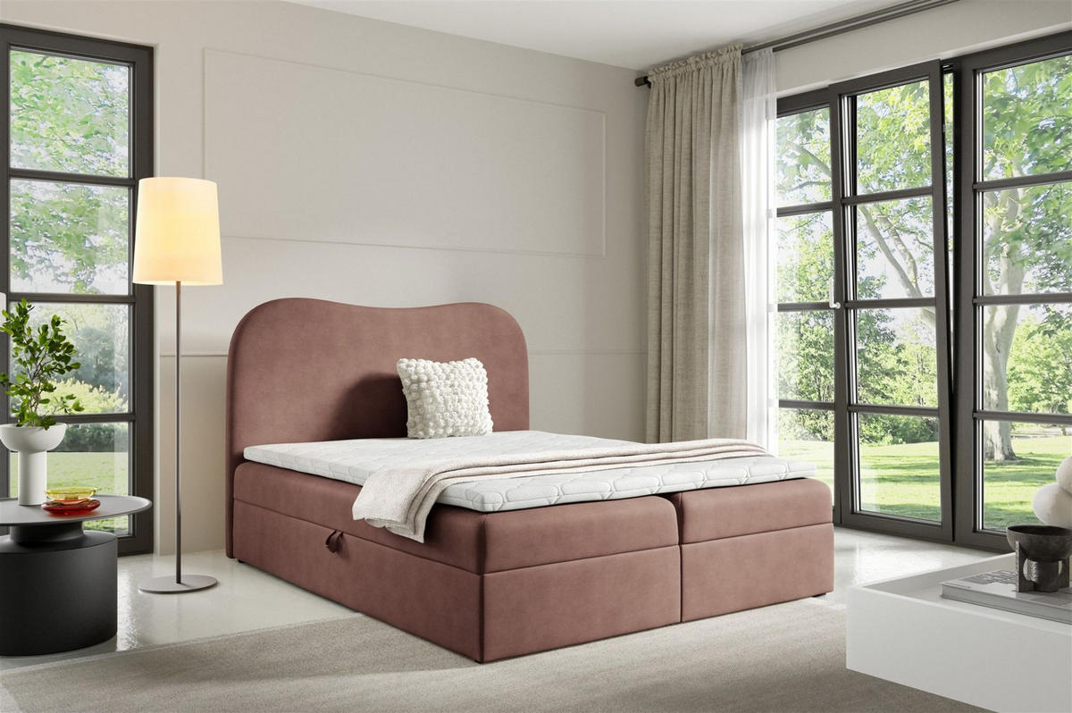 BOXBETT Darlin In überlänge - Rosa, Holzwerkstoff/Textil (200/220cm) - Fun Möbel