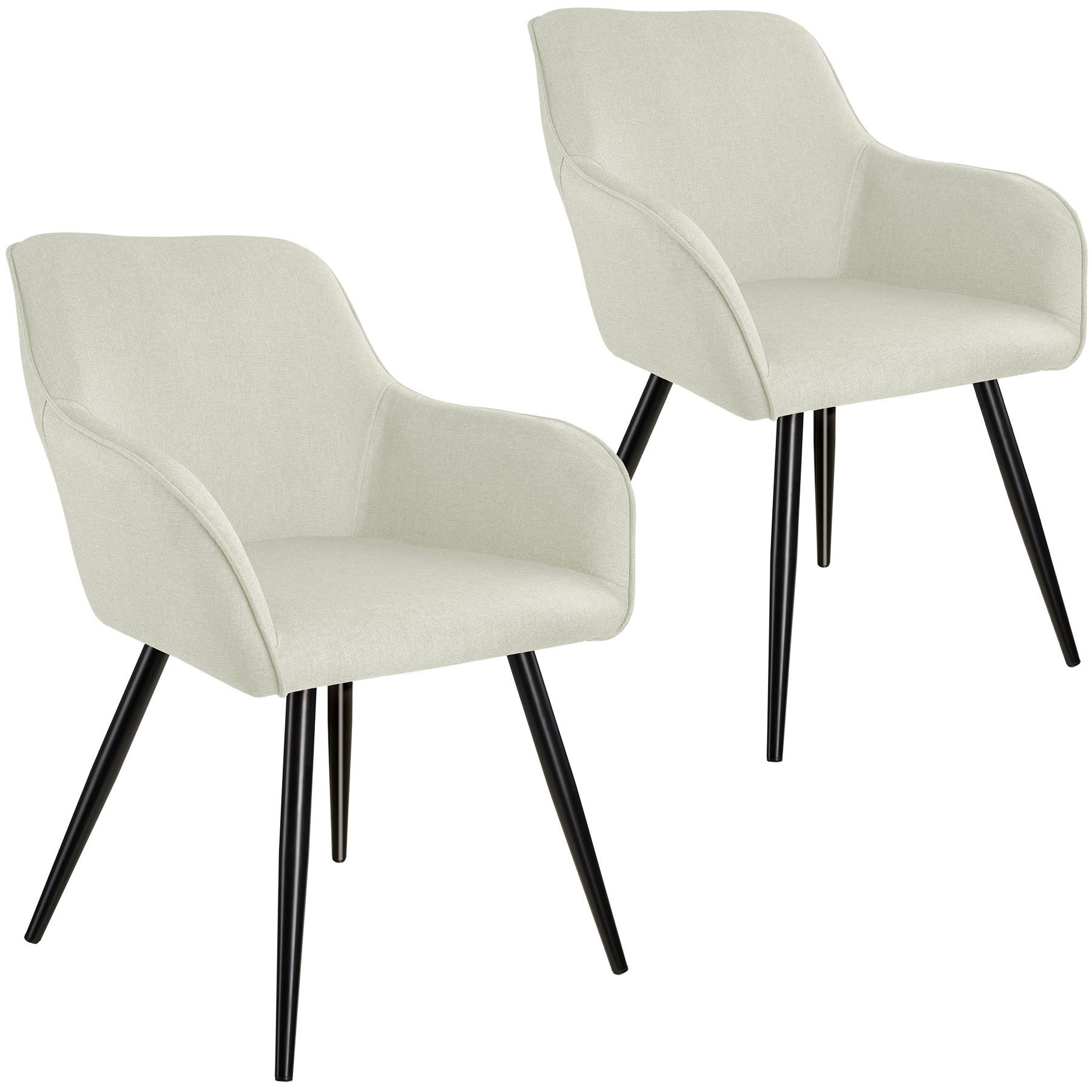 ESSZIMMERSTUHL 2er Set Marilyn 58 x 62 x 82 cm crème/schwarz - Creme/Schwarz, Textil (58/82/62cm) - tectake