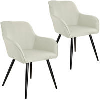 ESSZIMMERSTUHL 2er Set Marilyn 58 x 62 x 82 cm crème/schwarz - Creme/Schwarz, Textil (58/82/62cm) - tectake