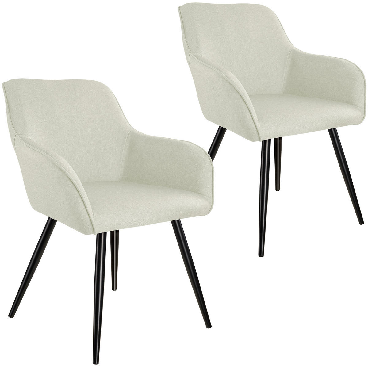 ESSZIMMERSTUHL 2er Set Marilyn 58 x 62 x 82 cm crème/schwarz - Creme/Schwarz, Textil (58/82/62cm) - tectake