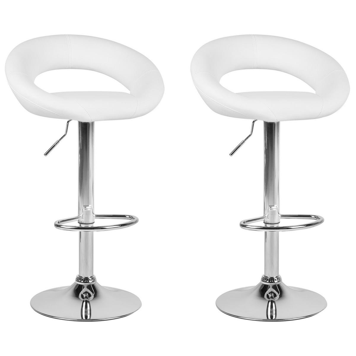 BARHOCKER 2er-Set Kunstleder Weiß Peoria - Weiß, Textil/Metall (54/101/40cm) - Beliani