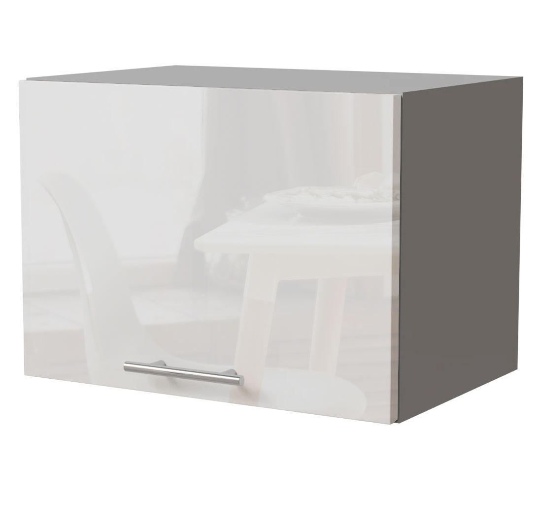 Feldmann-Wohnen Klapphängeschrank Weiß Hochglanz, Grau 50x36x32.5 cm