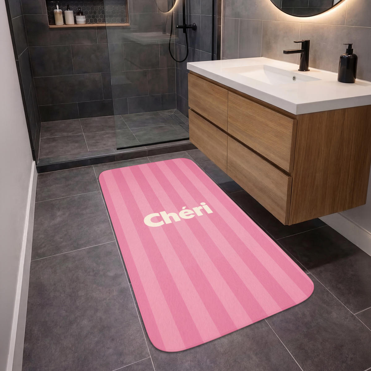 KOUPELNOVÁ PŘEDLOŽKA Pruhované - růžové - Chéri 60x120 cm - růžová, textil/plast (60/120cm) - OnlyWow