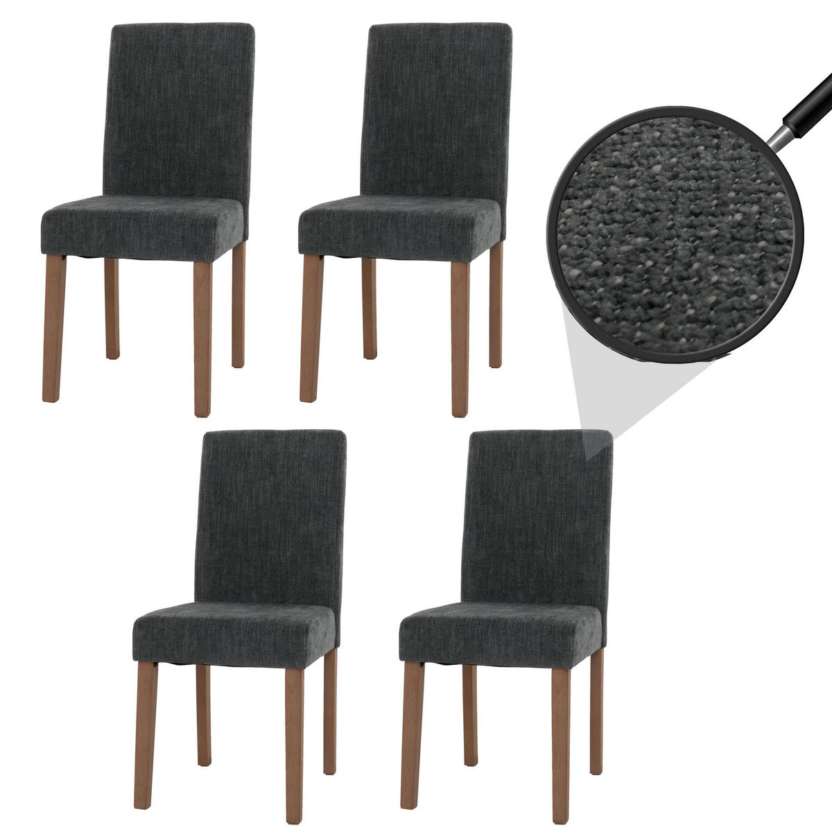 ESSZIMMERSTUHL Grau 4er-Set - Grau, Textil (42/90/50cm) - MCW